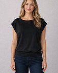 Black Boat Neck Top