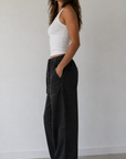 Charcoal Linen Blend Barrel Tapered Pants