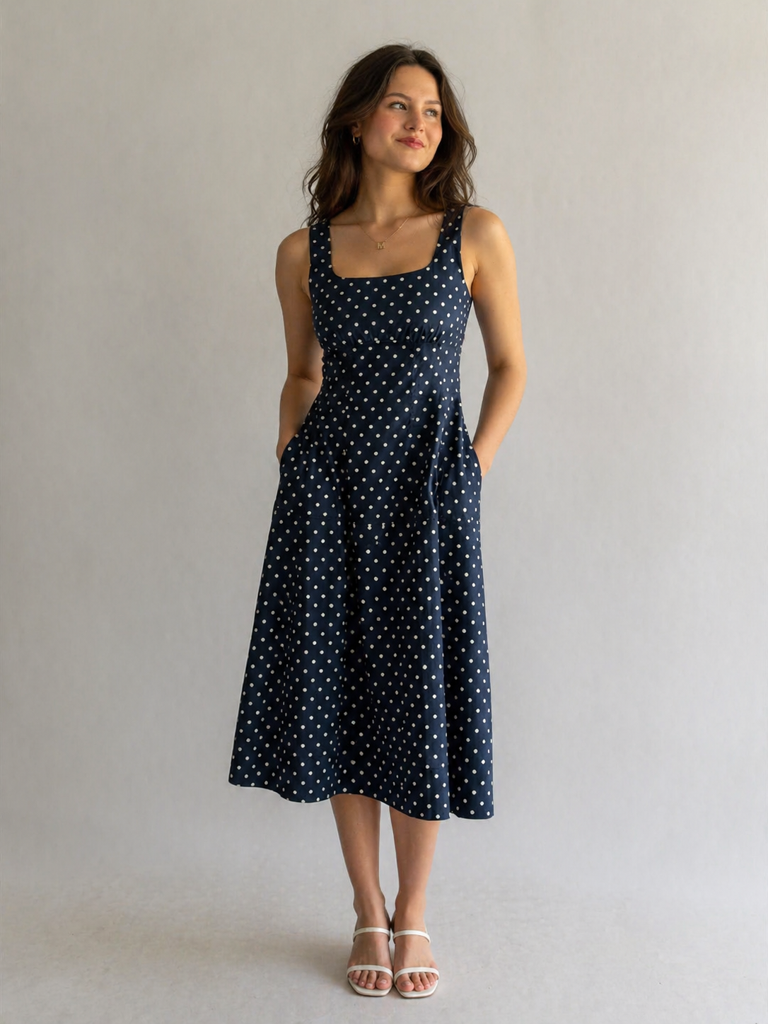 navy blue polka dot midi dress Buy Navy Blue Polka Dot Textured Satin Halter Sleeveless Midi Dress from  Next USA