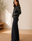 Black Academy Vegan Leather Bomber - LJ3591