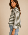 Burnt Olive Stormi Stripe Button Up