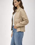 Sand Scottie Faux Leather Jacket