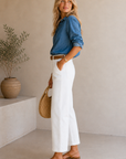 White Meg High Rise Wide Straight Leg