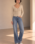 Cream Ophelia Scoop Neck Top