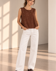 Burnt Cocoa Margo Embellished Shell Top