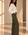 TNOLV - TUSCAN OLIVE Meg High Rise Fab AB Wide Leg