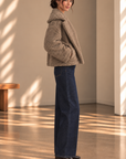 Taupe Grove Textured Vegan Fur Jacket