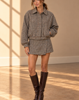 Brown/Black Checker Mini Skirt