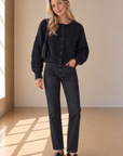 Navy Shayla Fuzzy Knitted Cardigan