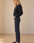 Navy Shayla Fuzzy Knitted Cardigan