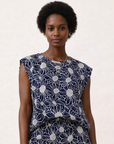 Navy Gina Embroidery Top