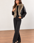 Black Lexi Long Sleeve Jacket Fur Trim