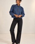 Dark Denim Shoulder Epaulet Detail