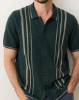 Green Gables/Cream Varsity Sweater Button Down