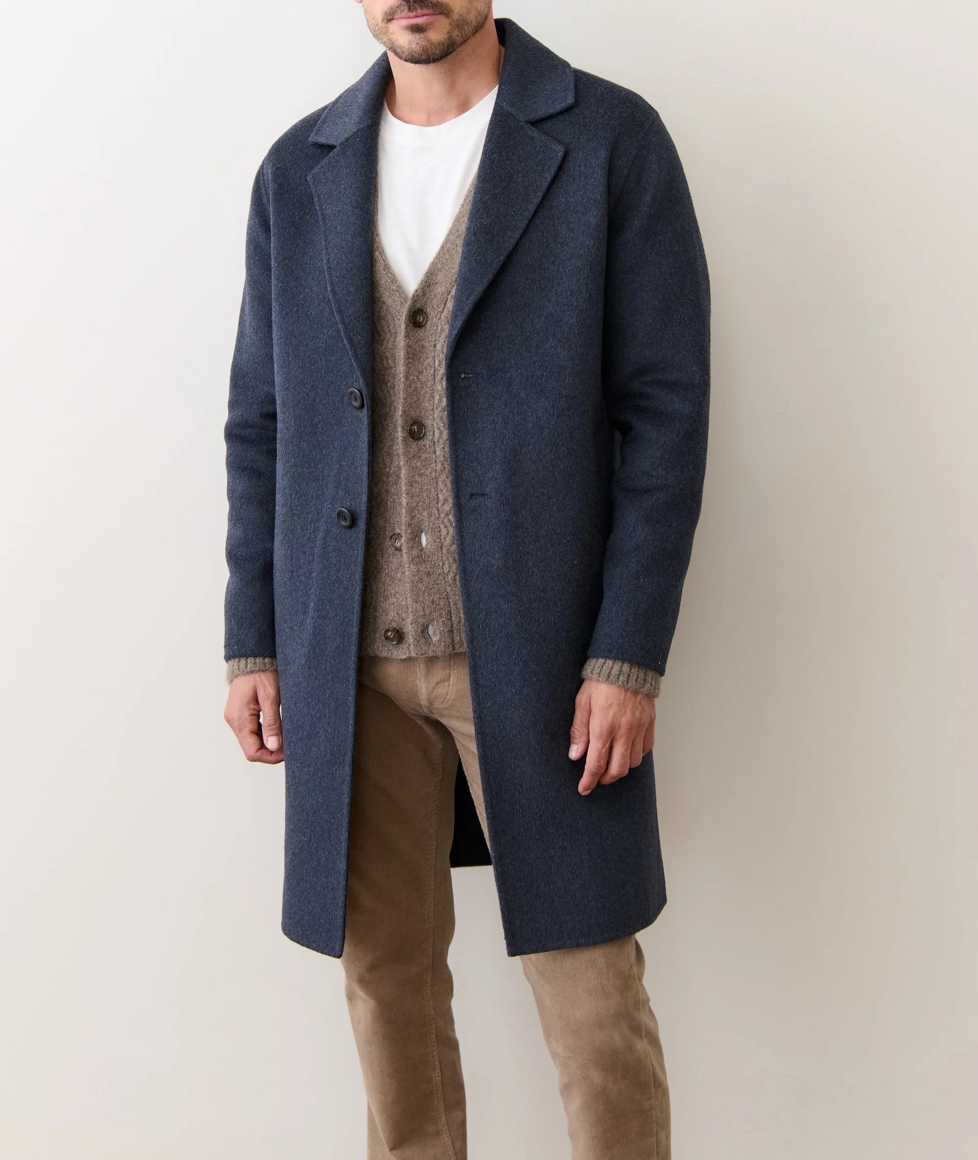 Navy Heather Irving Wool Longline Coat – Purpose Boutique