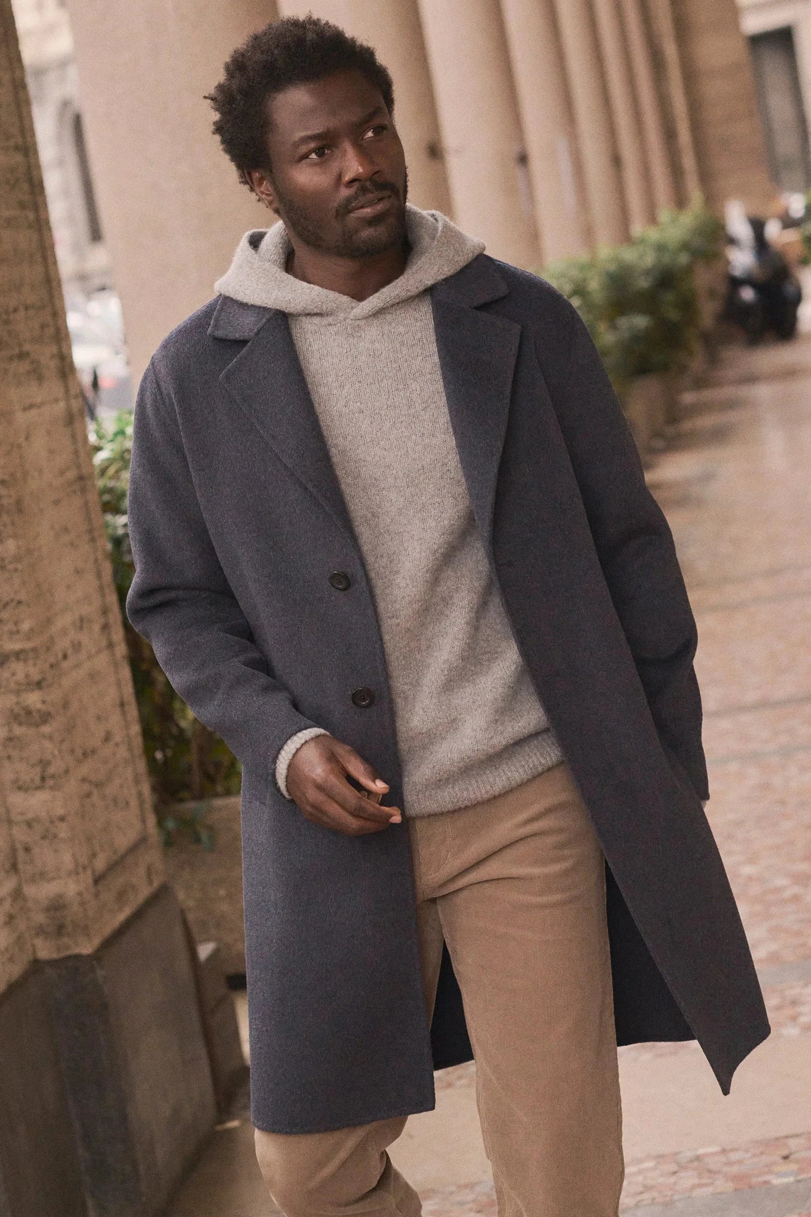 Navy Heather Irving Wool Longline Coat – Purpose Boutique