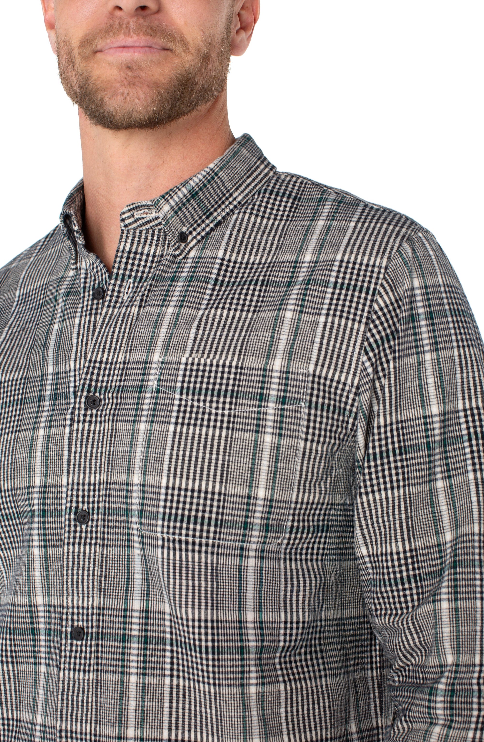 Teal Multi Men's L/S Button Up Shirt