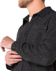 Charcoal Gray/Black Men's Knit L/S Button Up Shirt