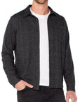 Charcoal Gray/Black Men's Knit L/S Button Up Shirt