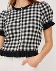 Black White Gingham Lora Top