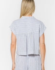 Washed Blue Lucky Stripe Top