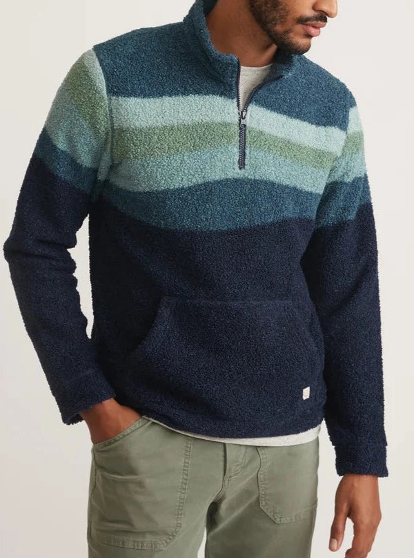 Blue Wave Colorblock Sherpa Pullover Purpose Boutique