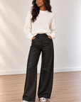 Matte Black Meg High Rise Fab AB Wide Leg