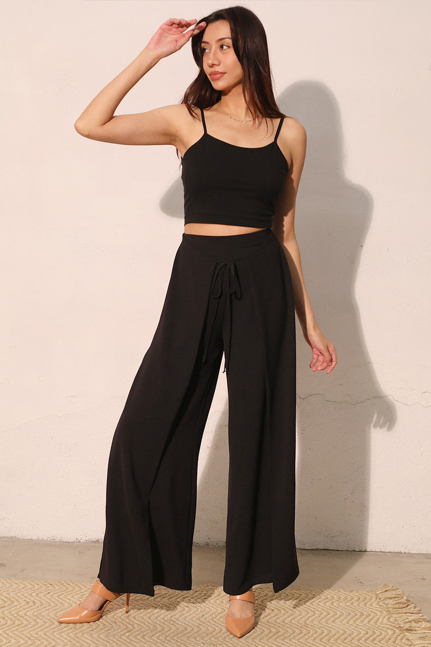 CREPE WEAVE SETUP PANTS Lサイズ MASH STORE Black Matte Crepe Overlap Pants – Purpose Boutique