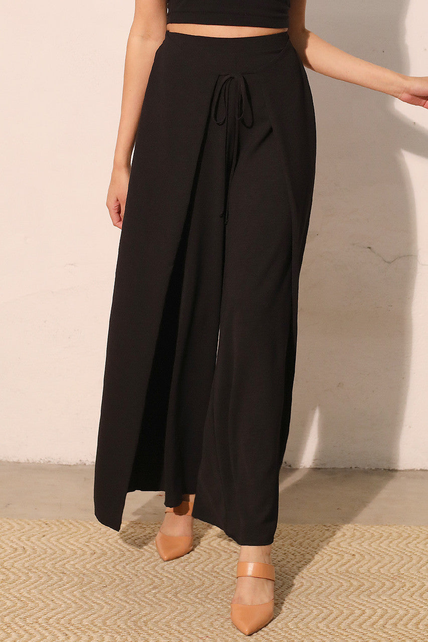 Black Matte Crepe Overlap Pants – Purpose Boutique