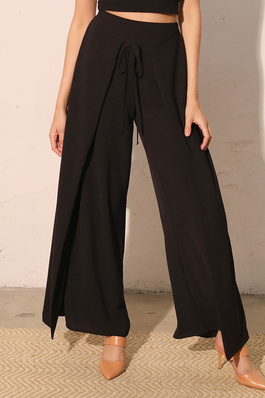 Black Matte Crepe Overlap Pants – Purpose Boutique
