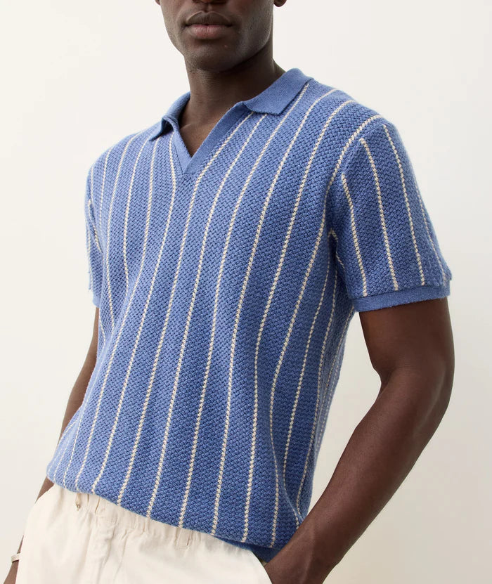 Azure Stripe Conrad Sweater Polo – Purpose Boutique