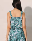 Teal Chasing Petals Strap Bubble Top