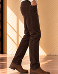 Dark Brown 5 Pocket Flex Terry Cords Athletic Fit
