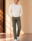 Olive Pocket Flex Terry Pant - Slim Straight