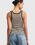 Black Classic Striped Scoop Tank
