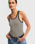 Black Classic Striped Scoop Tank
