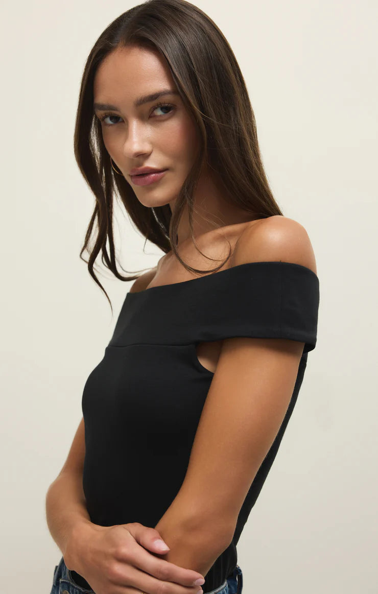 Black Second Skin Off Shoulder Top – Purpose Boutique