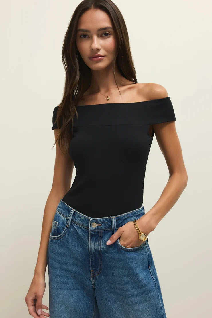 Black Second Skin Off Shoulder Top – Purpose Boutique