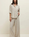 Linen Alfie Striped Button Up