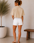Beige Utility Pocket SS Top