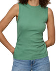 Green Juice Ribbed Ruched Tank