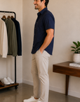 Navy Oasis Linen Botanical Shirt