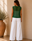 Green Foliage Wren Button Top