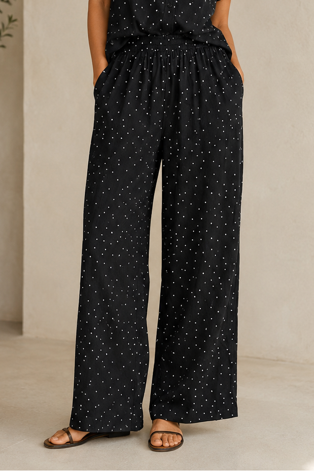 パンツ YEAH RIGHT !! DOT WIDE EASY PANTS Black & White Dot Pants – Purpose Boutique