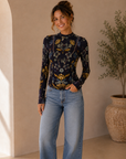 Golden Nature Navy Blue Jersey Blouse