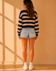 Denim Blue Striped Bella Sweater