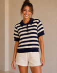 Navy & White Wilde Striped Polo