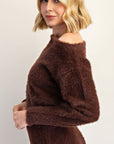 Brown Off Shoulder Sweater