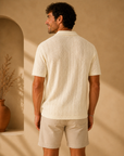 Ivory Robles Textured Knit Camp Button Up