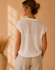 White Natalie Sheer Bubble Sweater Top